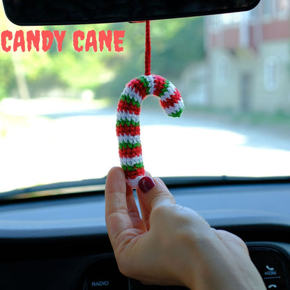Crochet Gingerbread Man Car Charm: Christmas Rearview Mirror Decoration