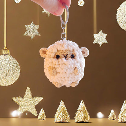 Cute Plush Keychain Sheep Keyring, Pom Pom Sheep Toy Plush, Lamb Easter Figurine Sheep Ornament, Chubby Sheep Desk Accessory, Sheep Keychain