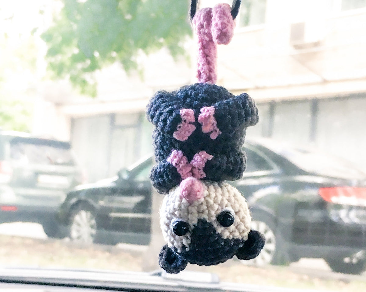 Crochet Opossum Car Charm, Rear View Mirror Decoration