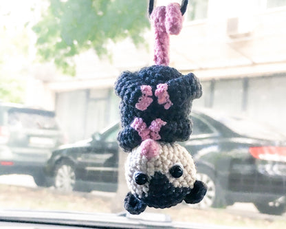 Crochet Opossum Car Charm, Rear View Mirror Decoration