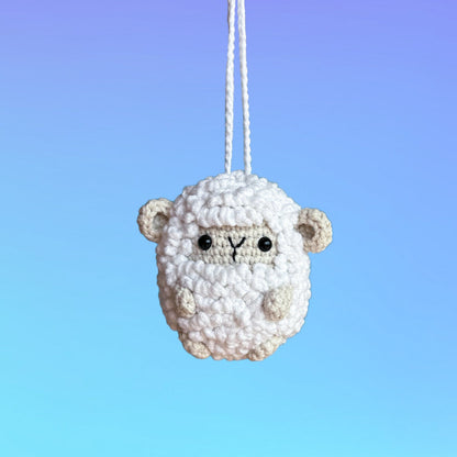 Cute Plush Keychain Sheep Keyring, Pom Pom Sheep Toy Plush, Lamb Easter Figurine Sheep Ornament, Chubby Sheep Desk Accessory, Sheep Keychain