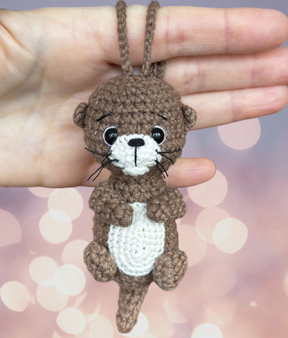 Cute Car Accessory for Women Men Teens, Otter Gift, Rear View Mirror Car Decor, Kawaii Car Decoration, Car Hanger Crochet Otter Car Ornament