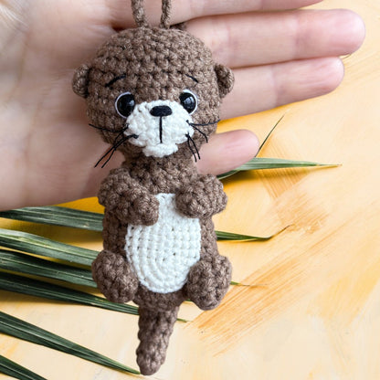 Cute Car Accessory for Women Men Teens, Otter Gift, Rear View Mirror Car Decor, Kawaii Car Decoration, Car Hanger Crochet Otter Car Ornament