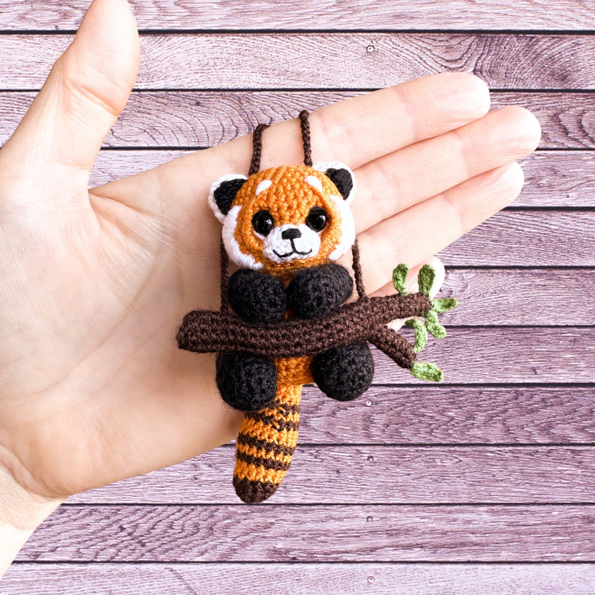 Red Panda Car Accessory for Women Teens, Panda Rear View Mirror Crochet Car Decor Car Hanger, Cute Car Mirror Hanging Toy, Cool Car Ornament