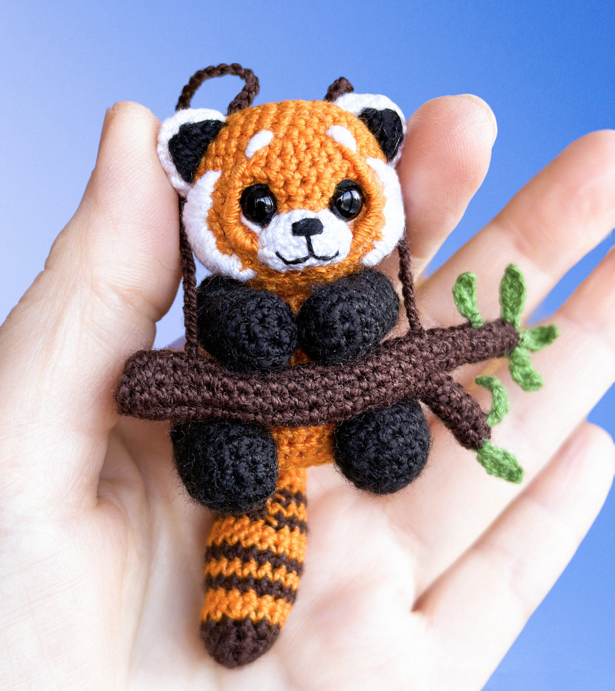 Red Panda Car Accessory for Women Teens, Panda Rear View Mirror Crochet Car Decor Car Hanger, Cute Car Mirror Hanging Toy, Cool Car Ornament
