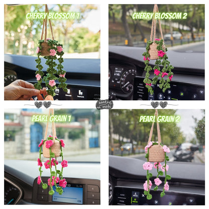 Crochet Lily of The Valley Car Hanging, Car Mirror Accessory