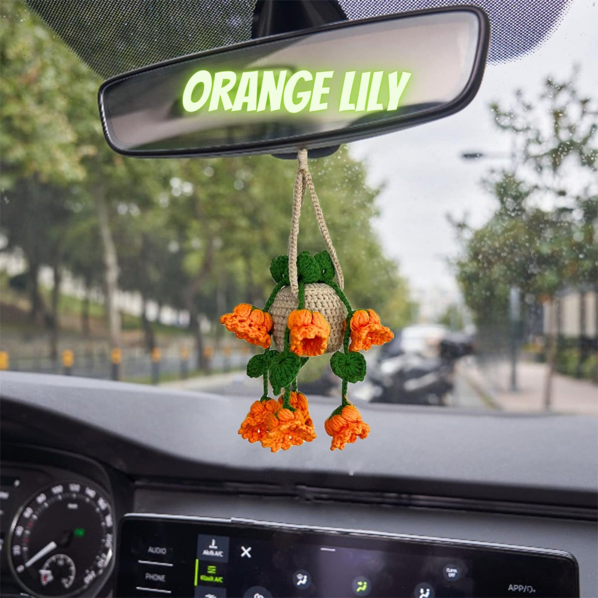 Crochet Lily of The Valley Car Hanging, Cute Car Accessories
