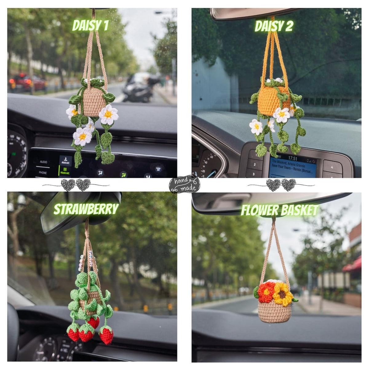 Crochet Lily of The Valley Car Hanging, Car Mirror Accessory