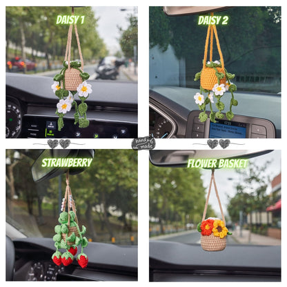 Crochet Lily of The Valley Car Hanging, Cute Car Accessories