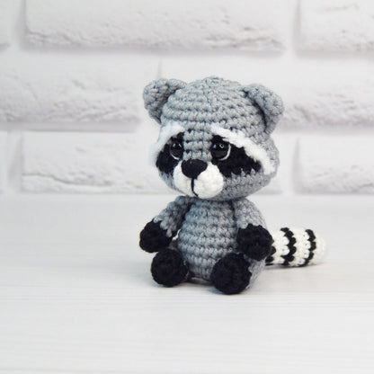 Crochet Raccoon Ornament Hanging Raccoon Plush Raccoon Stuffed Animal, Racoon Gift, Car Mirror Ornament, Handmade Gift Baby Raccoon Keychain