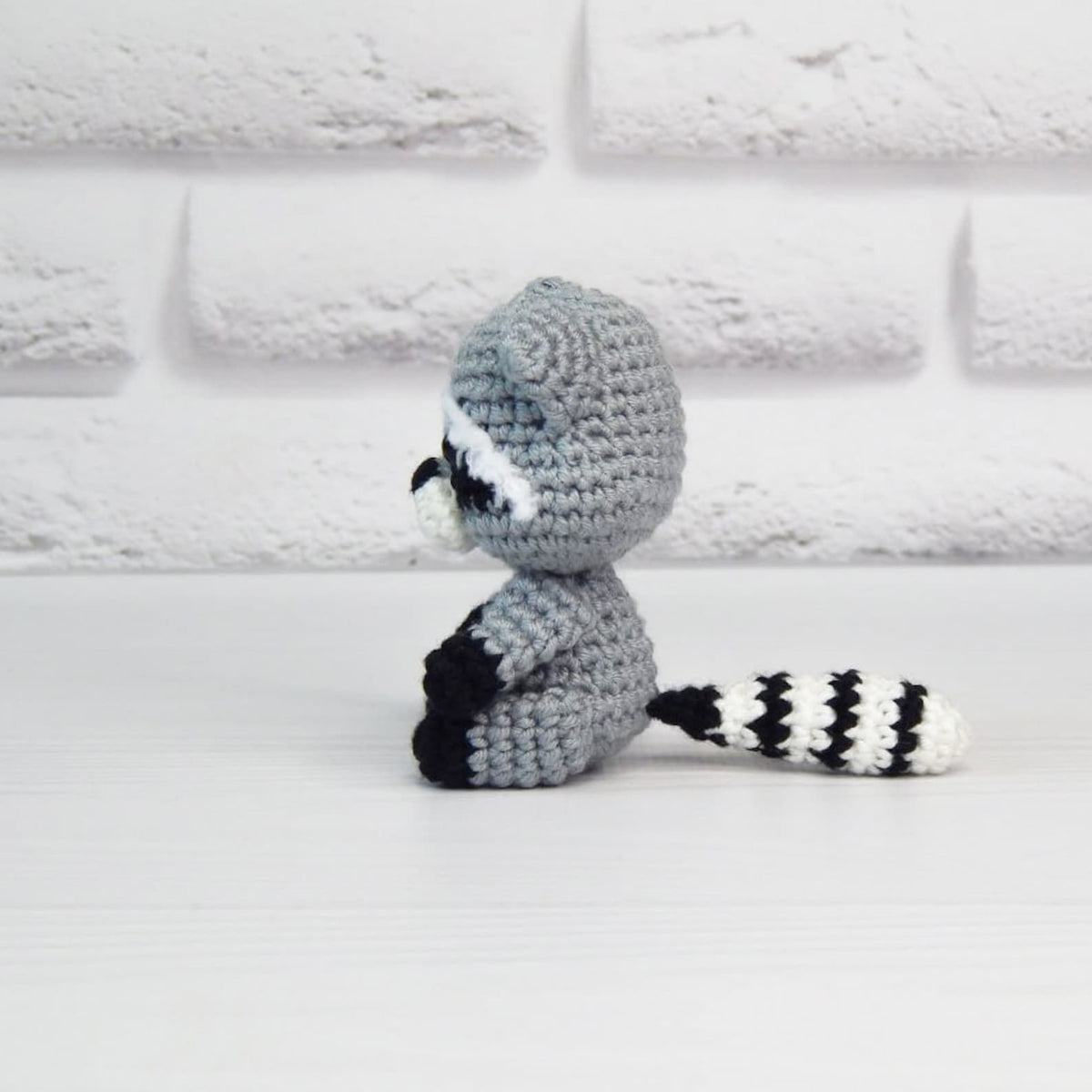 Crochet Raccoon Ornament Hanging Raccoon Plush Raccoon Stuffed Animal, Racoon Gift, Car Mirror Ornament, Handmade Gift Baby Raccoon Keychain