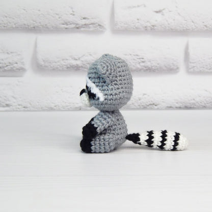 Crochet Raccoon Ornament Hanging Raccoon Plush Raccoon Stuffed Animal, Racoon Gift, Car Mirror Ornament, Handmade Gift Baby Raccoon Keychain