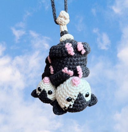 Mom Possum Car Accessory Cute Car Mirror Hanging Possum Ornament, Rearview Mirror Car Decor, Mom Gift, Crochet Opossum Mom Baby Car Hanger