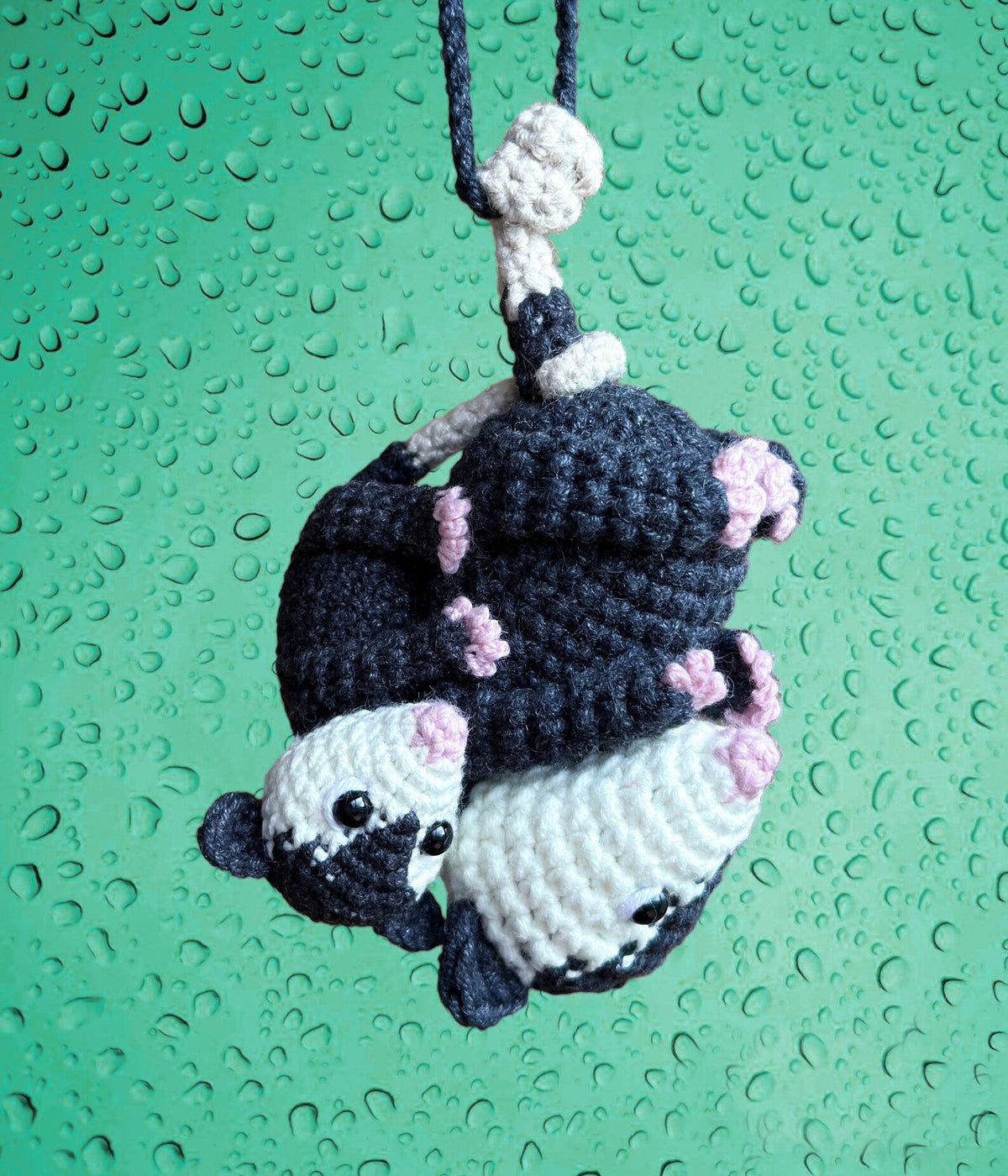 Mom Possum Car Accessory Cute Car Mirror Hanging Possum Ornament, Rearview Mirror Car Decor, Mom Gift, Crochet Opossum Mom Baby Car Hanger