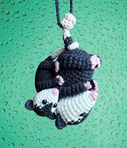 Mom Possum Car Accessory Cute Car Mirror Hanging Possum Ornament, Rearview Mirror Car Decor, Mom Gift, Crochet Opossum Mom Baby Car Hanger