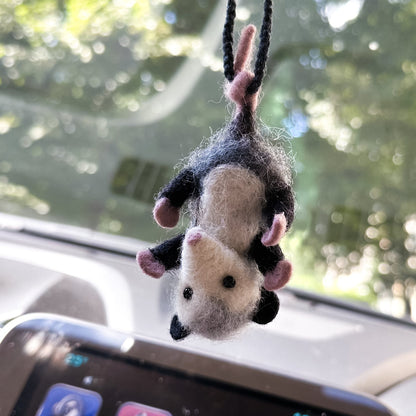 Possum Car Charm RearView Mirror Accessory, Felted Opossum Ornament, Car Mirror Hanging Accessories, Possum Car Hanger, Cute Car Accessories