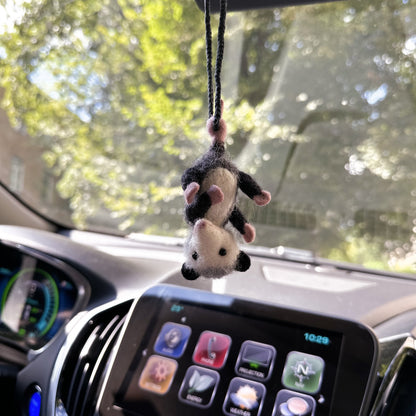 Possum Car Charm RearView Mirror Accessory, Felted Opossum Ornament, Car Mirror Hanging Accessories, Possum Car Hanger, Cute Car Accessories