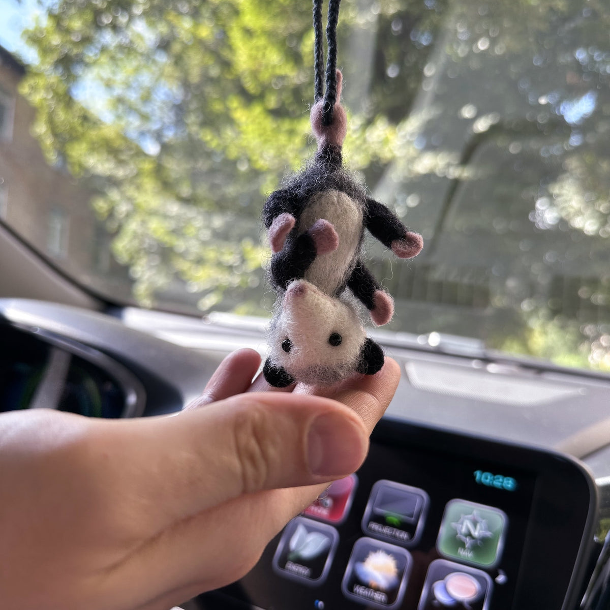 Possum Car Charm RearView Mirror Accessory, Felted Opossum Ornament, Car Mirror Hanging Accessories, Possum Car Hanger, Cute Car Accessories