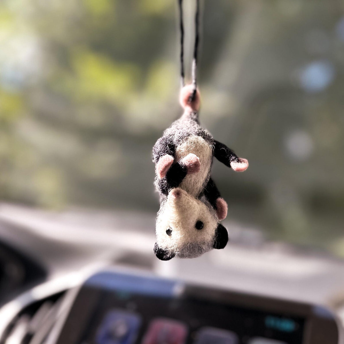 Possum Car Charm RearView Mirror Accessory, Felted Opossum Ornament, Car Mirror Hanging Accessories, Possum Car Hanger, Cute Car Accessories