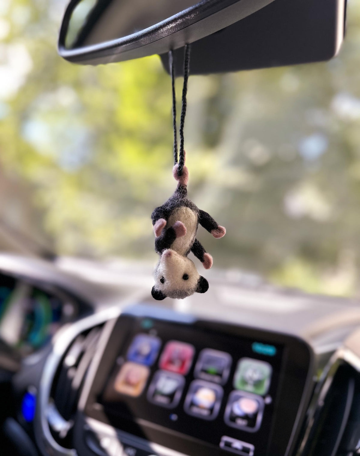 Possum Car Charm RearView Mirror Accessory, Felted Opossum Ornament, Car Mirror Hanging Accessories, Possum Car Hanger, Cute Car Accessories