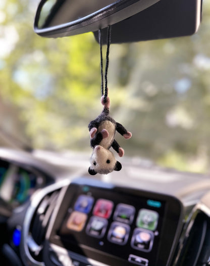 Possum Car Charm RearView Mirror Accessory, Felted Opossum Ornament, Car Mirror Hanging Accessories, Possum Car Hanger, Cute Car Accessories