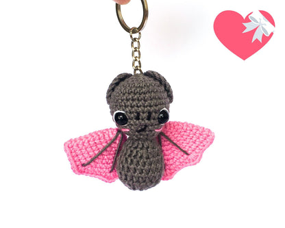 Crochet Pink Bat Car Accessory, Funny Rear View Mirror Ornament
