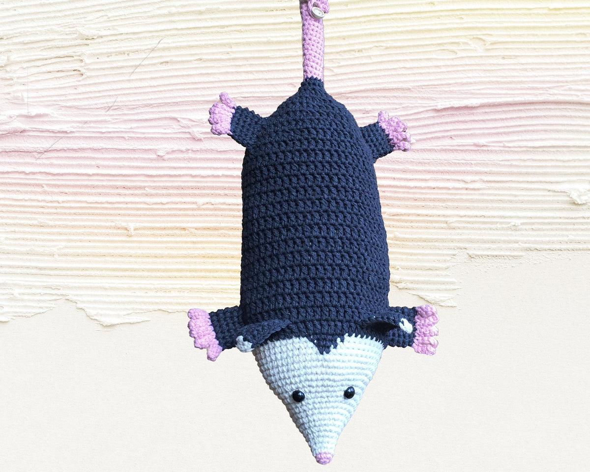 Possum Christmas Stocking Funny Crochet Possum Bag Holder, Opossum Christmas Decor, Cute Possum Gift Grey Stocking, Best Gift Possum Purse
