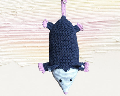 Possum Christmas Stocking Funny Crochet Possum Bag Holder, Opossum Christmas Decor, Cute Possum Gift Grey Stocking, Best Gift Possum Purse