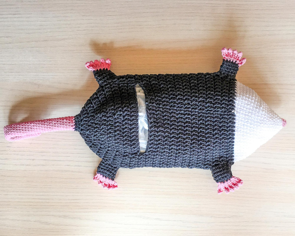 Possum Christmas Stocking Funny Crochet Possum Bag Holder, Opossum Christmas Decor, Cute Possum Gift Grey Stocking, Best Gift Possum Purse