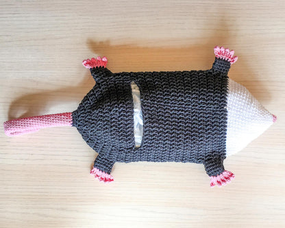 Possum Christmas Stocking Funny Crochet Possum Bag Holder, Opossum Christmas Decor, Cute Possum Gift Grey Stocking, Best Gift Possum Purse