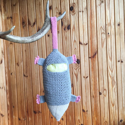 Possum Christmas Stocking Funny Crochet Possum Bag Holder, Opossum Christmas Decor, Cute Possum Gift Grey Stocking, Best Gift Possum Purse