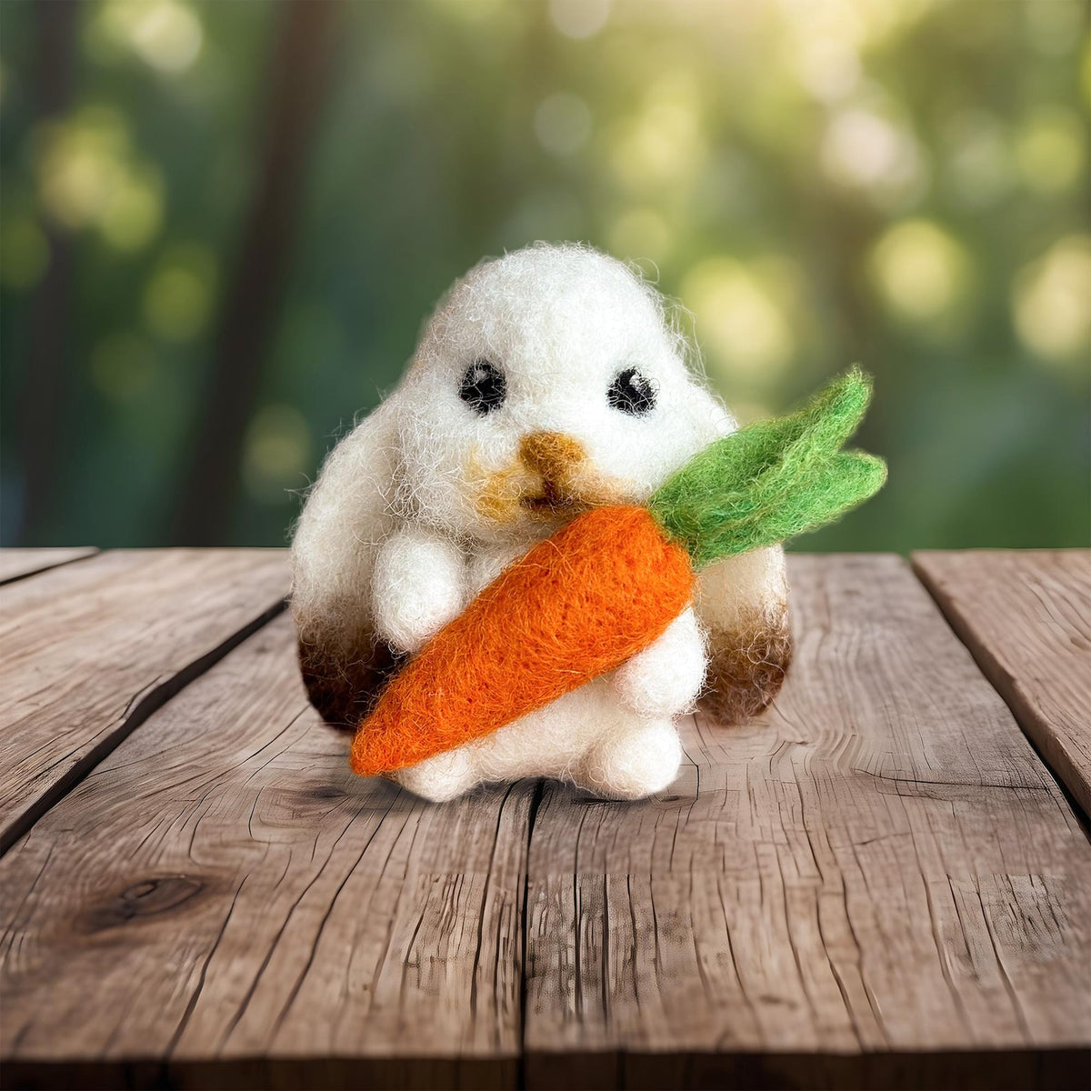 Needle Felted Bunny Car Ornament, Rear View Mirror Charm, Cute Car Accessory, Baby Bunny with Carrot
