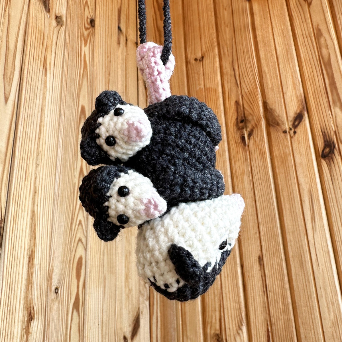 Mom Possum Car Accessory Cute Car Mirror Hanging Possum Ornament, Rearview Mirror Car Decor, Mom Gift, Crochet Opossum Mom Baby Car Hanger