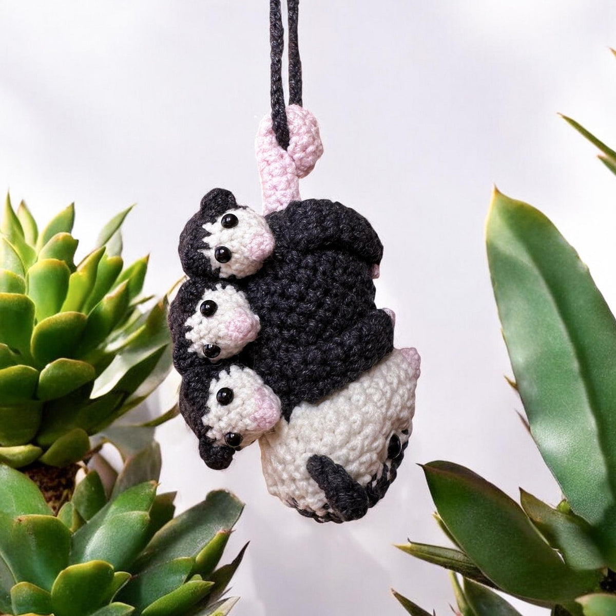 Mom Possum Car Accessory Cute Car Mirror Hanging Possum Ornament, Rearview Mirror Car Decor, Mom Gift, Crochet Opossum Mom Baby Car Hanger