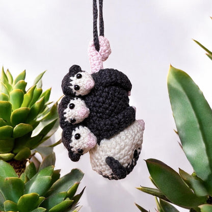 Mom Possum Car Accessory Cute Car Mirror Hanging Possum Ornament, Rearview Mirror Car Decor, Mom Gift, Crochet Opossum Mom Baby Car Hanger