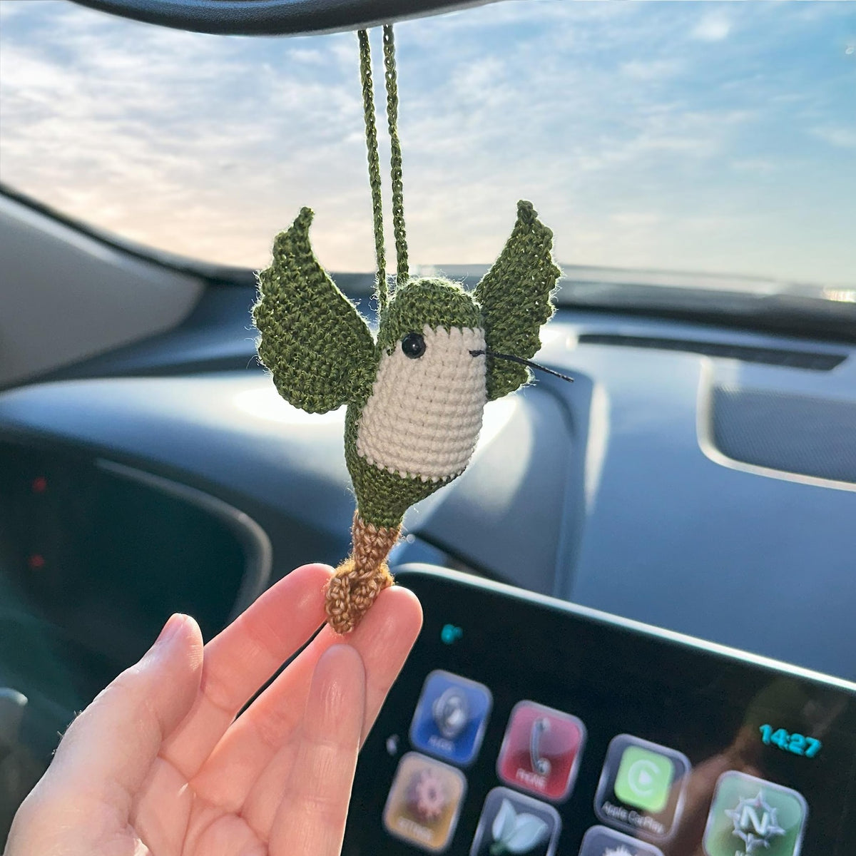 Hummingbird Car Accessory RearView Mirror Hanger, Humming Bird Ornament Car Mirror Hanging Accessory for Women, Hummingbird Gift for Mom