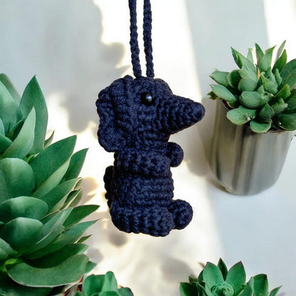 Crochet Dachshund Car Accessory, Rear View Mirror Hanger, Dachshund Gift, Cute Car Decoration, Dachshund Ornament, Doxie Car Mirror Charm