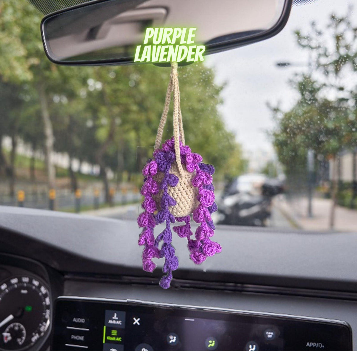 Personalized Crochet Lavender Car Hanging, Custom Car Decor
