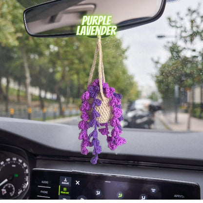 Personalized Crochet Lavender Car Hanging, Custom Car Decor