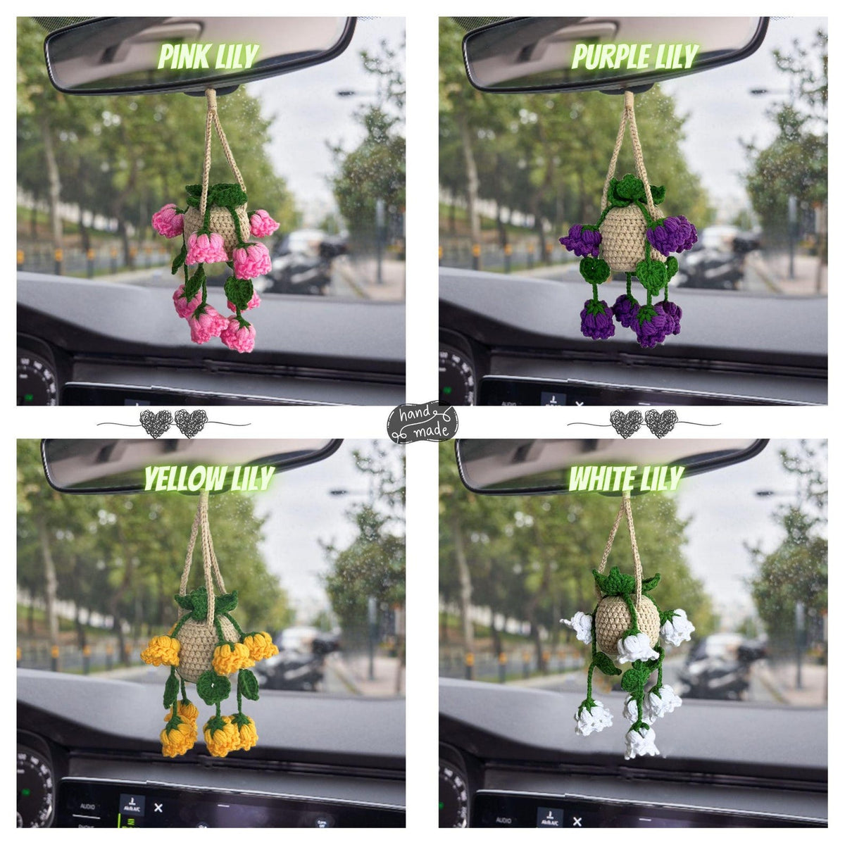 Personalized Crochet Lavender Car Hanging, Custom Car Decor
