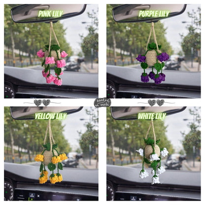 Personalized Crochet Lavender Car Hanging, Custom Car Decor