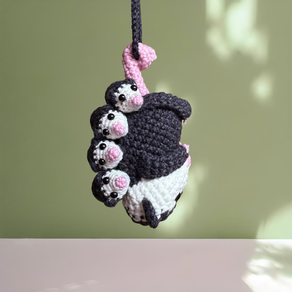 Mom Possum Car Accessory Cute Car Mirror Hanging Possum Ornament, Rearview Mirror Car Decor, Mom Gift, Crochet Opossum Mom Baby Car Hanger