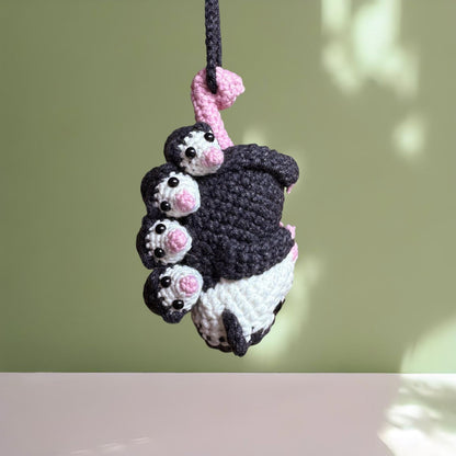 Mom Possum Car Accessory Cute Car Mirror Hanging Possum Ornament, Rearview Mirror Car Decor, Mom Gift, Crochet Opossum Mom Baby Car Hanger
