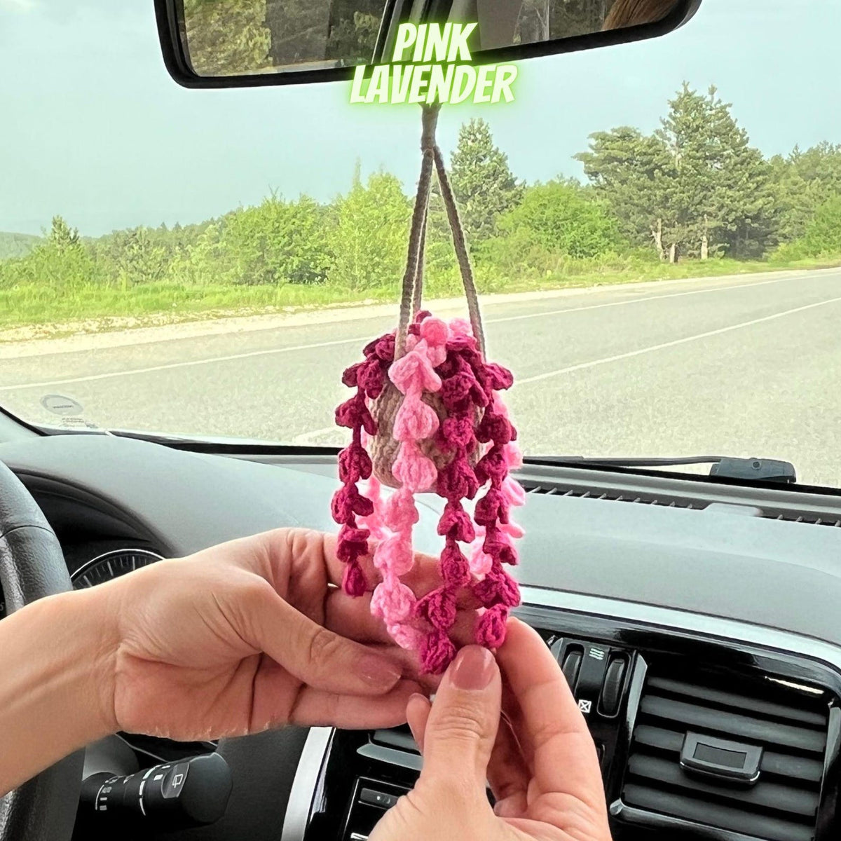 Personalized Crochet Lavender Car Hanging, Custom Car Decor