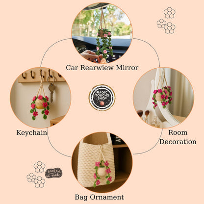 Crochet Lily of The Valley Car Hanging, Cute Car Accessories
