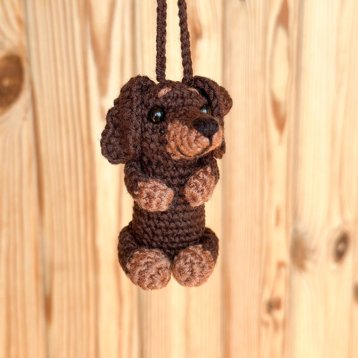 Crochet Dachshund Car Accessory, Rear View Mirror Hanger, Dachshund Gift, Cute Car Decoration, Dachshund Ornament, Doxie Car Mirror Charm