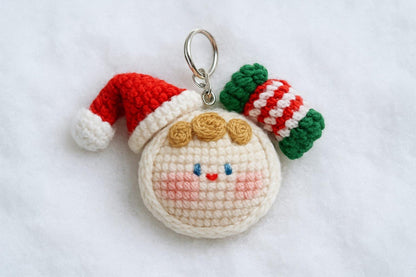 Christmas ornaments crochet keychain bundle, Crochet reindeer gnome, Crochet Christmas tree keychain, Snowman gnome amigurumi