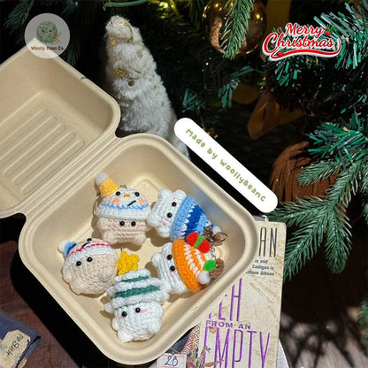 Buy 2 Get 1 Christmas Cute Mushroom crochet keychain bundle, Crochet gnome, Crochet Christmas tree keychain, Snowman gnome amigurumi