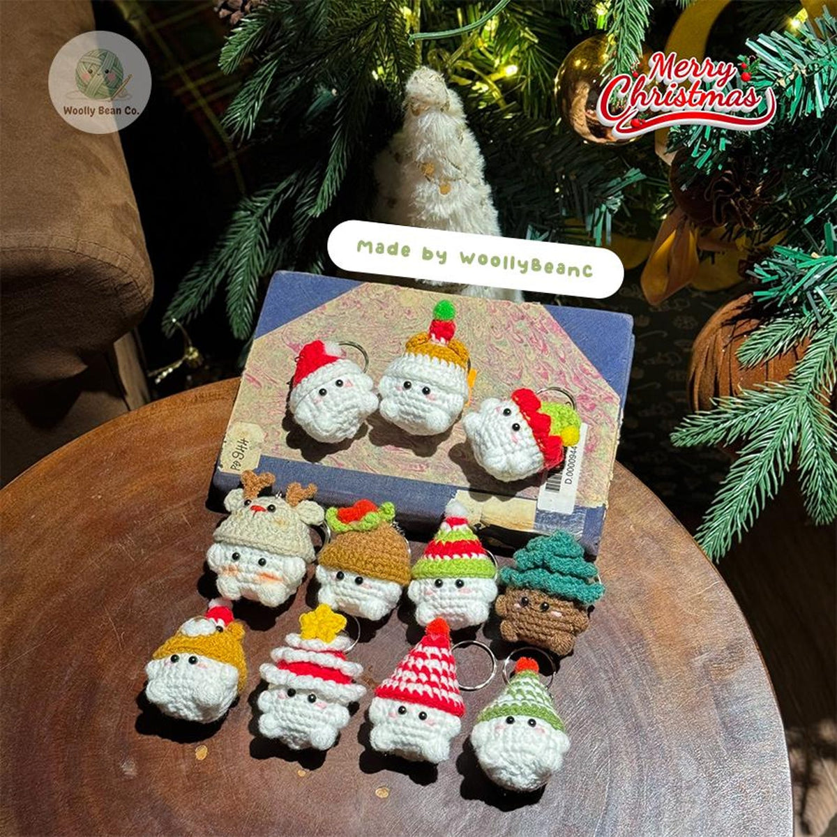 Buy 2 Get 1 Christmas Cute Mushroom crochet keychain bundle, Crochet gnome, Crochet Christmas tree keychain, Snowman gnome amigurumi