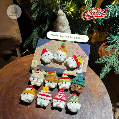 Buy 2 Get 1 Christmas Cute Mushroom crochet keychain bundle, Crochet gnome, Crochet Christmas tree keychain, Snowman gnome amigurumi